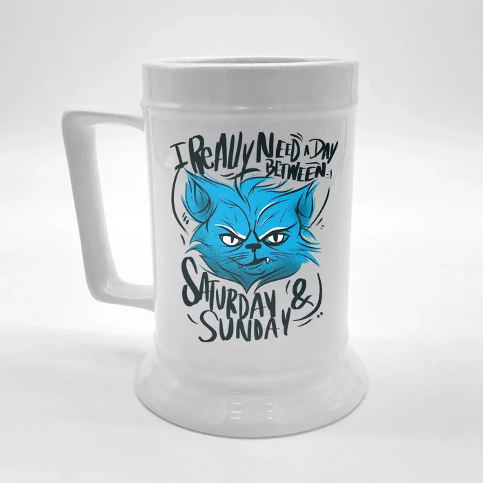 Grumpy Cat Weekend Funny Front & Back Beer Stein