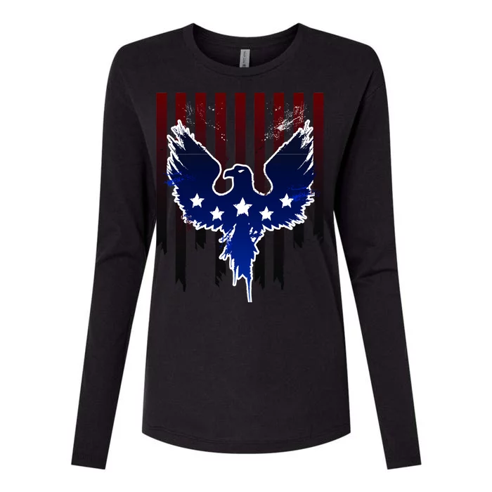 Grunge American Eagle USA Flag Womens Cotton Relaxed Long Sleeve T-Shirt