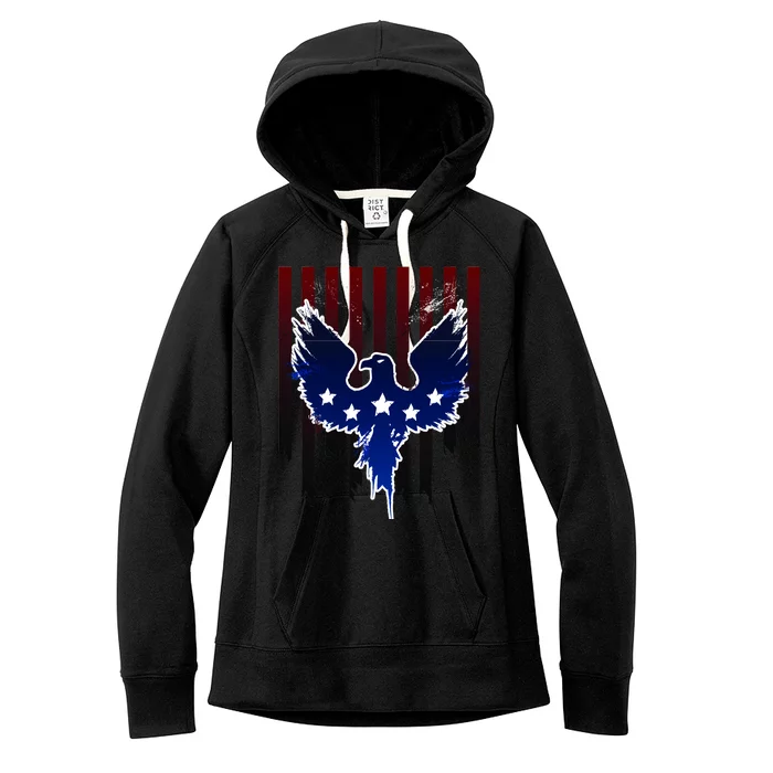 Grunge American Eagle USA Flag Women's Fleece Hoodie