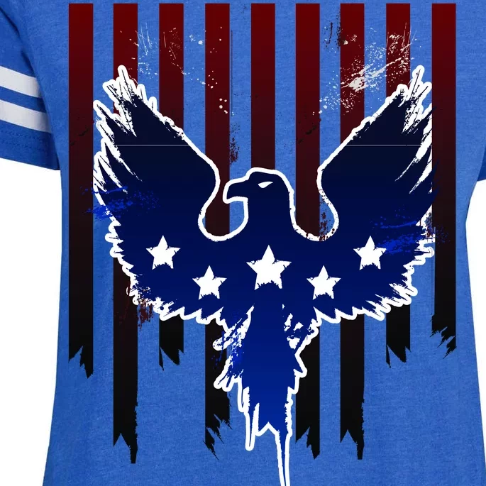 Grunge American Eagle USA Flag Enza Ladies Jersey Football T-Shirt