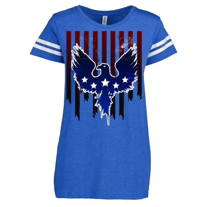 Grunge American Eagle USA Flag Enza Ladies Jersey Football T-Shirt