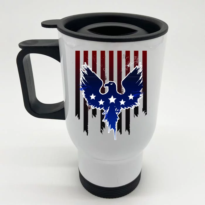 Grunge American Eagle USA Flag Front & Back Stainless Steel Travel Mug