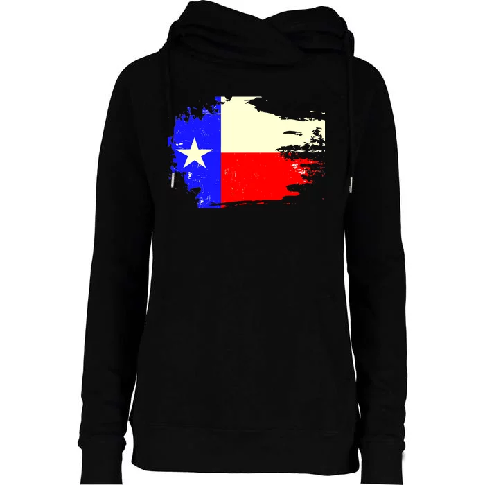 Grunge Texas Flag Womens Funnel Neck Pullover Hood