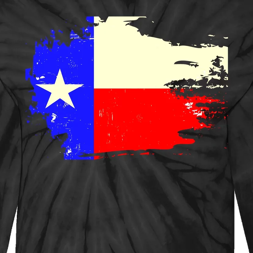 Grunge Texas Flag Tie-Dye Long Sleeve Shirt