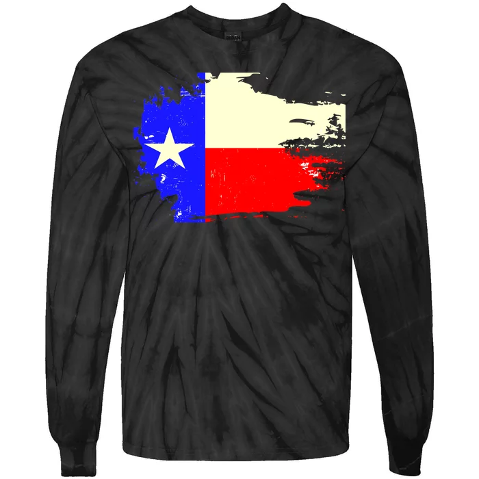 Grunge Texas Flag Tie-Dye Long Sleeve Shirt