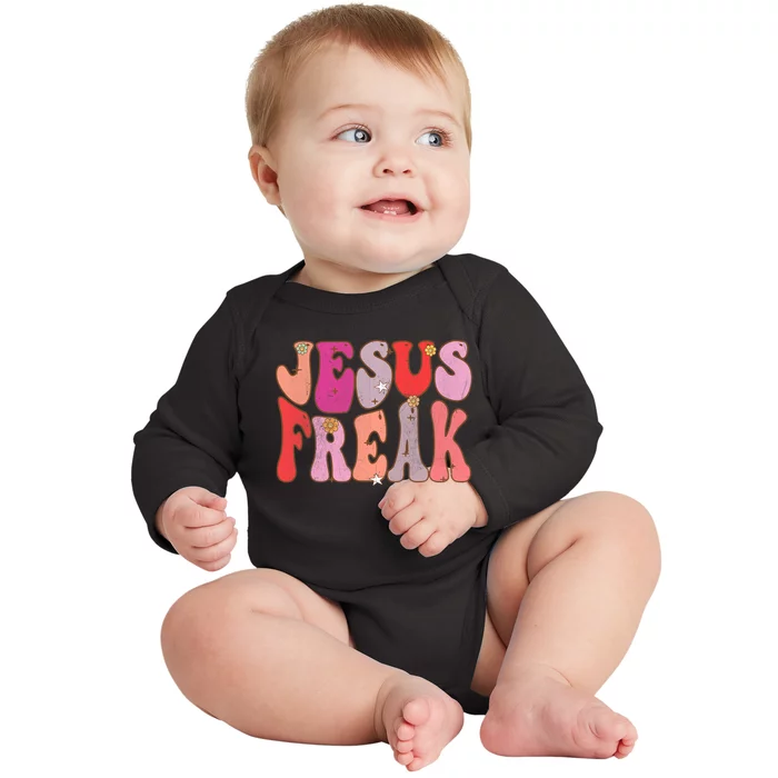 Groovy Retro Vintage Jesus Freak Funny Love Christian Baby Long Sleeve Bodysuit