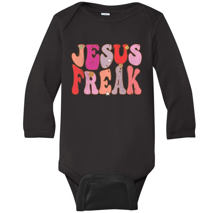 Groovy Retro Vintage Jesus Freak Funny Love Christian Baby Long Sleeve Bodysuit