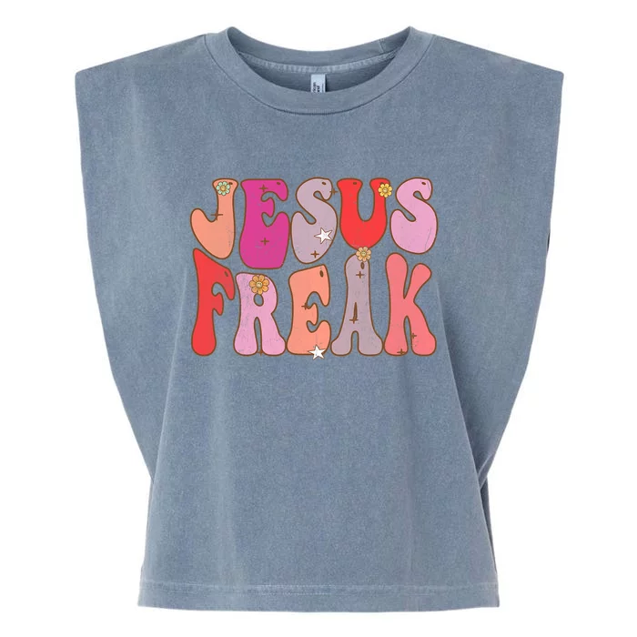 Groovy Retro Vintage Jesus Freak Funny Love Christian Garment-Dyed Women's Muscle Tee