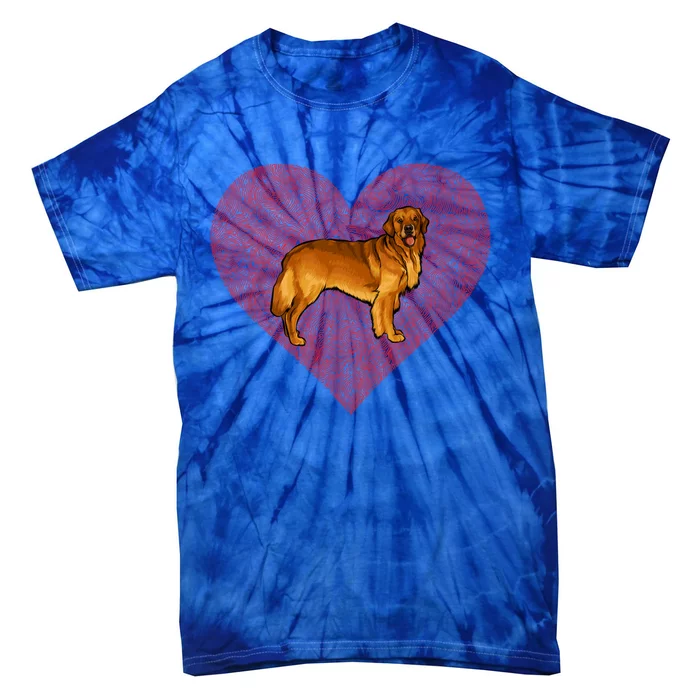 Golden Retriever Valentines Day Dog Love Fingerprint Funny Gift Tie-Dye T-Shirt