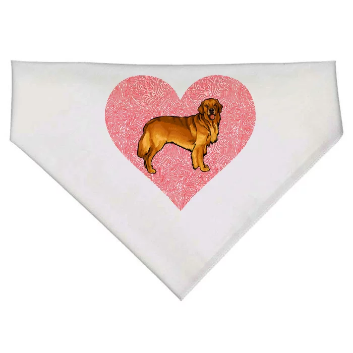 Golden Retriever Valentines Day Dog Love Fingerprint Funny Gift USA-Made Doggie Bandana