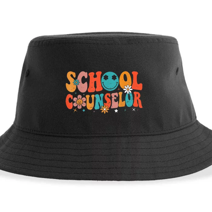 Groovy Retro Vintage School Counselor Teacher Back To School Sustainable Bucket Hat