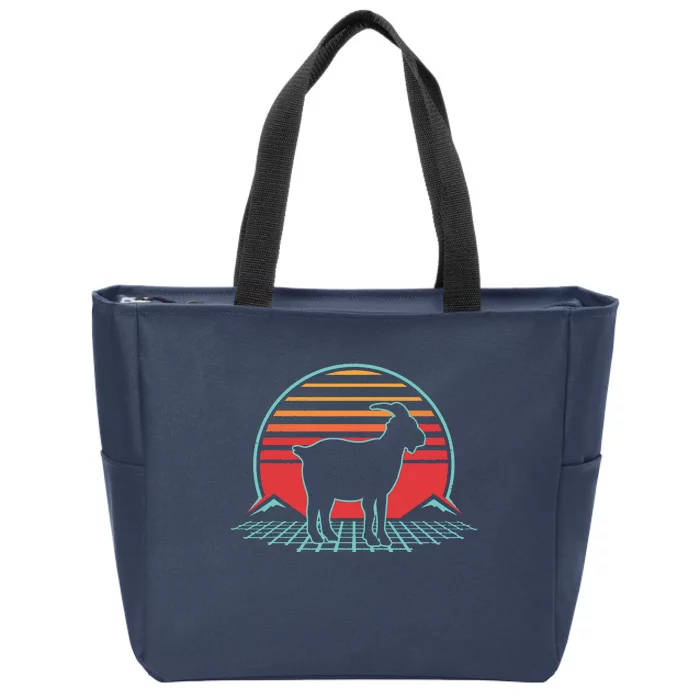 Goat Retro Vintage 80s Style Farm Animal Lover Gift Zip Tote Bag