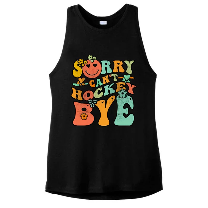 Groovy Retro Vintage Sorry Cant Hockey Bye Gift Ladies Tri-Blend Wicking Tank