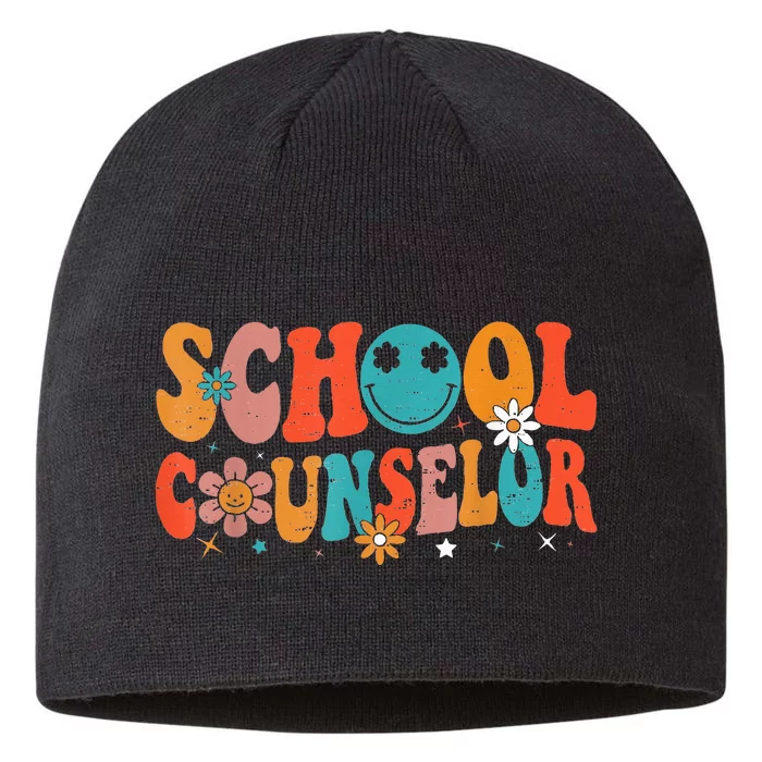 Groovy Retro Vintage School Counselor Teacher Back To School 8 1/2in Sustainable Knit Beanie