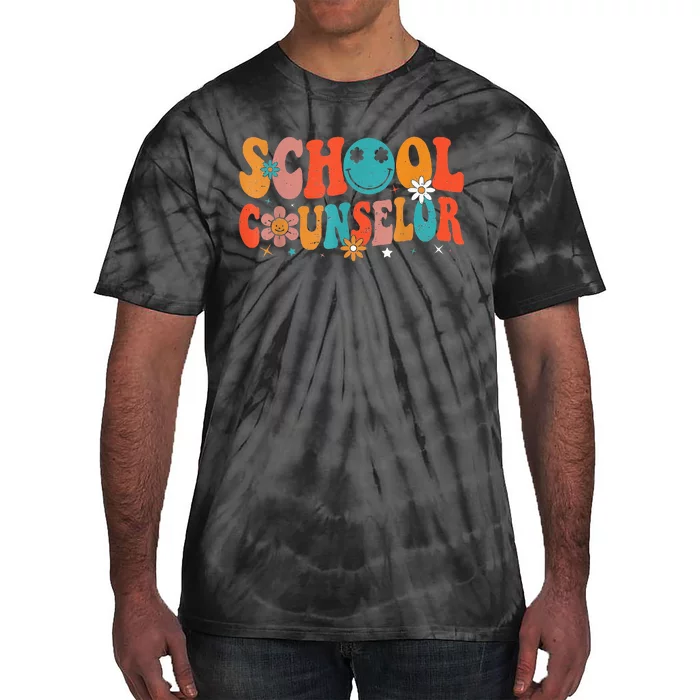 Groovy Retro Vintage School Counselor Teacher Back To School Tie-Dye T-Shirt