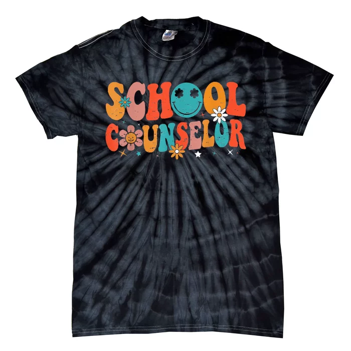 Groovy Retro Vintage School Counselor Teacher Back To School Tie-Dye T-Shirt