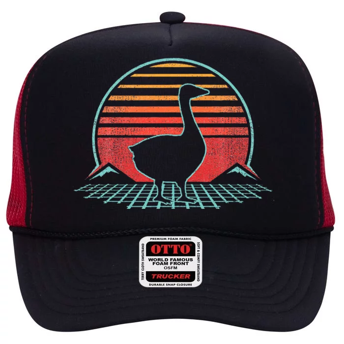 Goose Retro Vintage 80s Style High Crown Mesh Trucker Hat