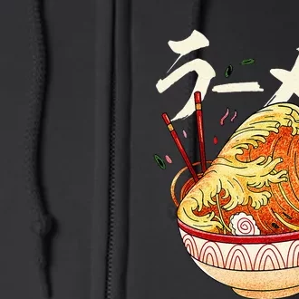 Great Ramen Wave Of Kanagawa Japanese Noodles Udon Kanji Full Zip Hoodie