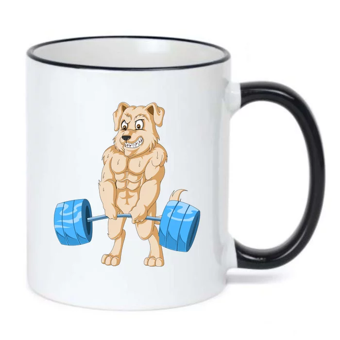 Golden Retriver Weightlifting Black Color Changing Mug