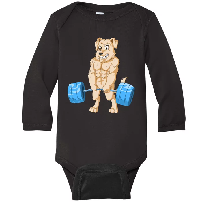 Golden Retriver Weightlifting Baby Long Sleeve Bodysuit