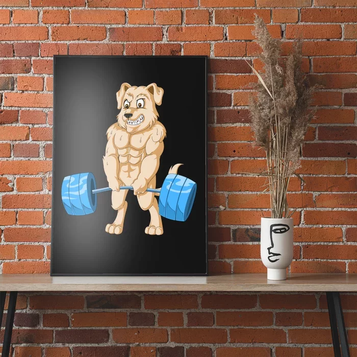 Golden Retriver Weightlifting Poster