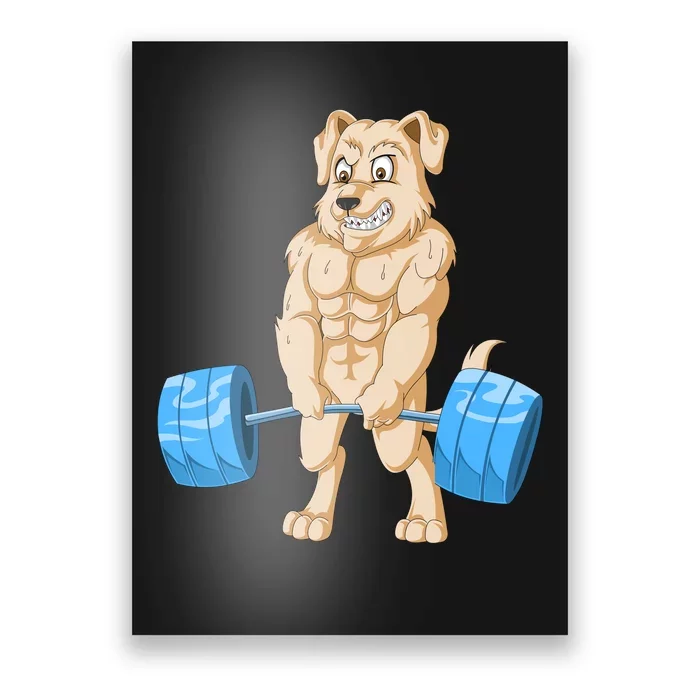 Golden Retriver Weightlifting Poster