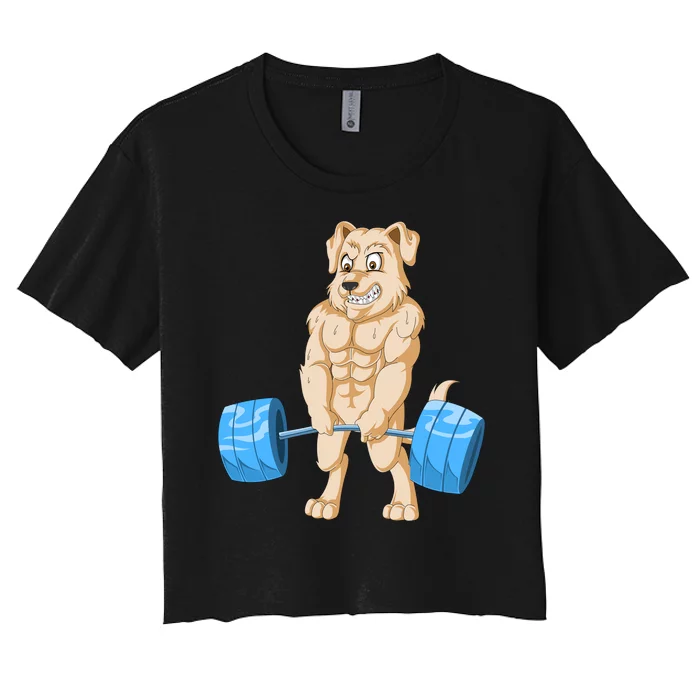 Golden Retriver Weightlifting Women's Crop Top Tee