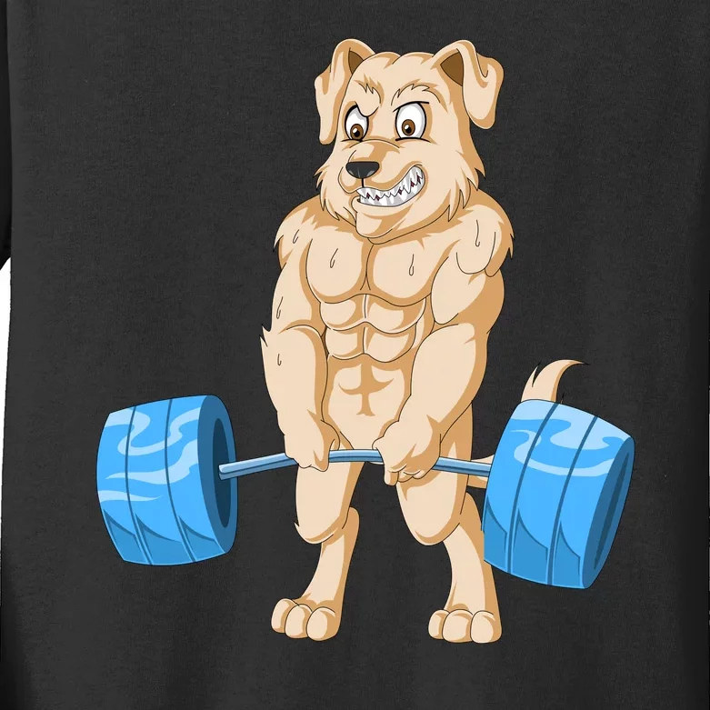 Golden Retriver Weightlifting Kids Long Sleeve Shirt