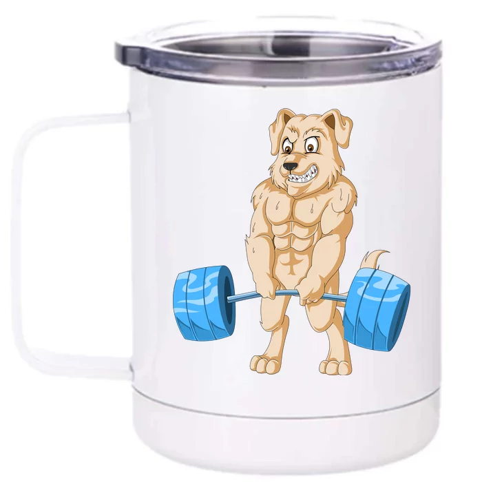 Golden Retriver Weightlifting Front & Back 12oz Stainless Steel Tumbler Cup