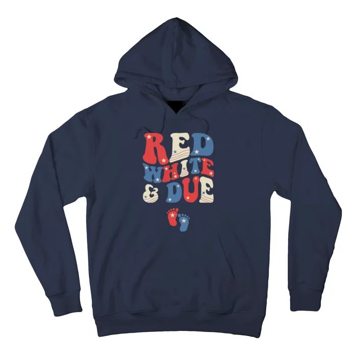 Groovy Red White And Due Baby Reveal 4th of July Matching Hoodie