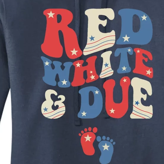 Groovy Red White And Due Baby Reveal 4th of July Matching Women's Pullover Hoodie