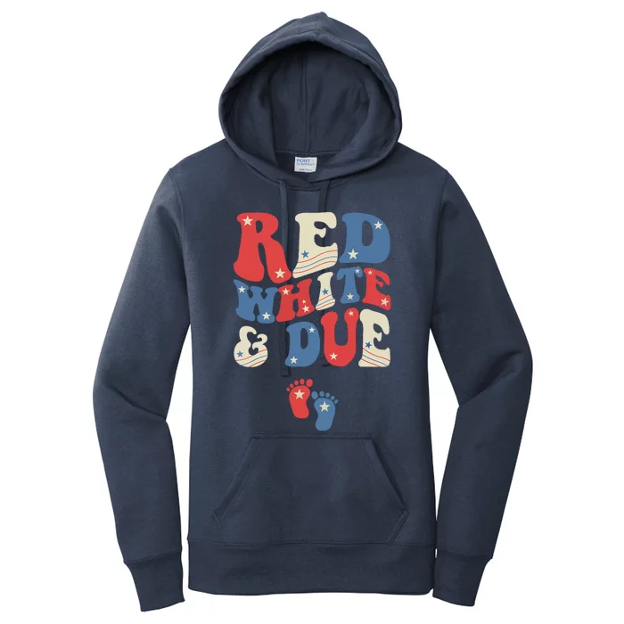 Groovy Red White And Due Baby Reveal 4th of July Matching Women's Pullover Hoodie