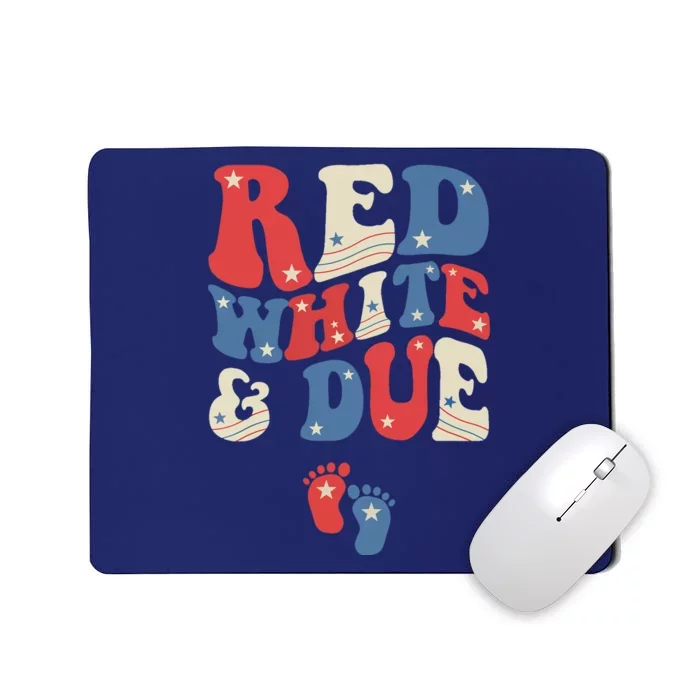 Groovy Red White And Due Baby Reveal 4th of July Matching Mousepad