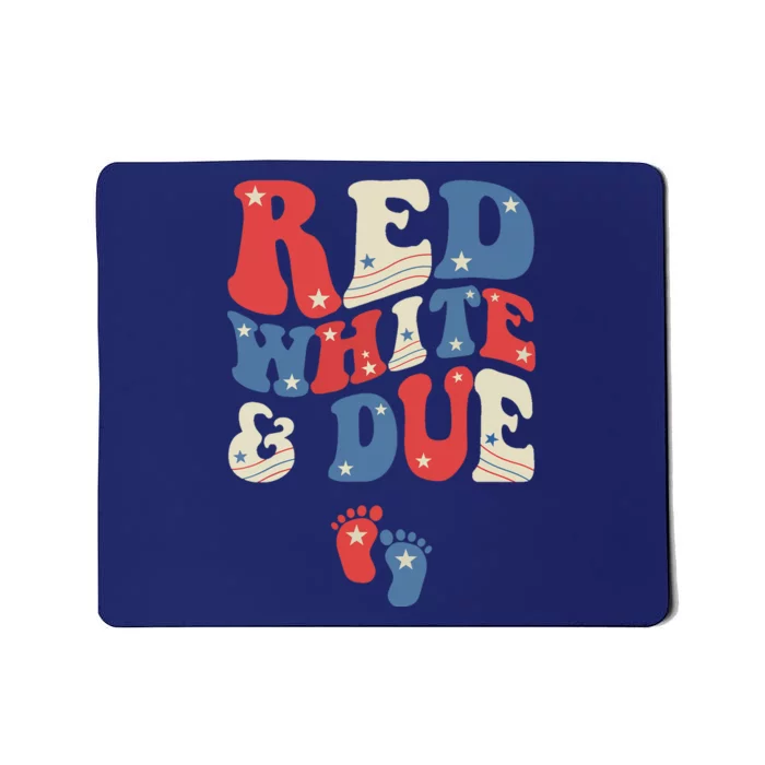 Groovy Red White And Due Baby Reveal 4th of July Matching Mousepad