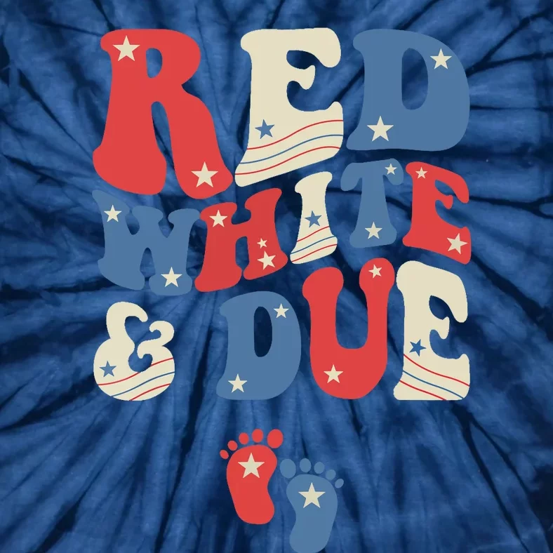 Groovy Red White And Due Baby Reveal 4th of July Matching Tie-Dye T-Shirt