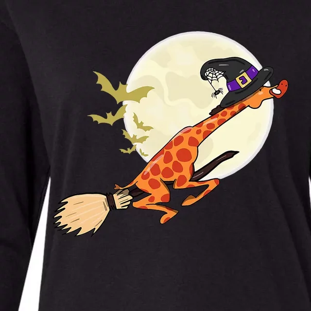 Giraffe Ride Witch Shotgun Giraffe Halloween Womens Cotton Relaxed Long Sleeve T-Shirt