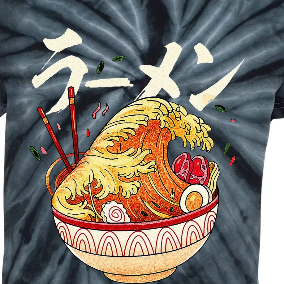 Great Ramen Wave Of Kanagawa Japanese Noodles Udon Kanji Kids Tie-Dye T-Shirt