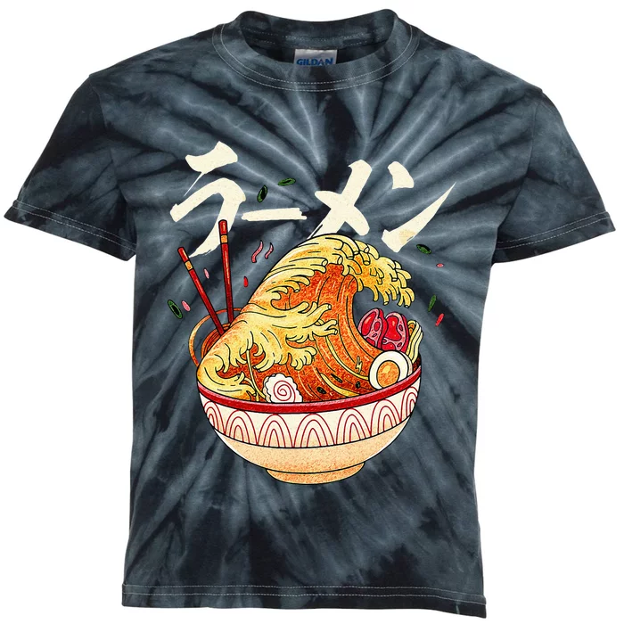 Great Ramen Wave Of Kanagawa Japanese Noodles Udon Kanji Kids Tie-Dye T-Shirt