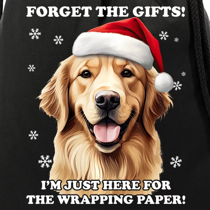 Golden Retriever With Christmas Hat For Funny Dog Christmas Drawstring Bag