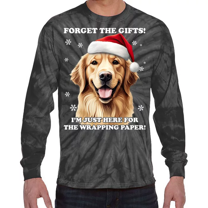 Golden Retriever With Christmas Hat For Funny Dog Christmas Tie-Dye Long Sleeve Shirt