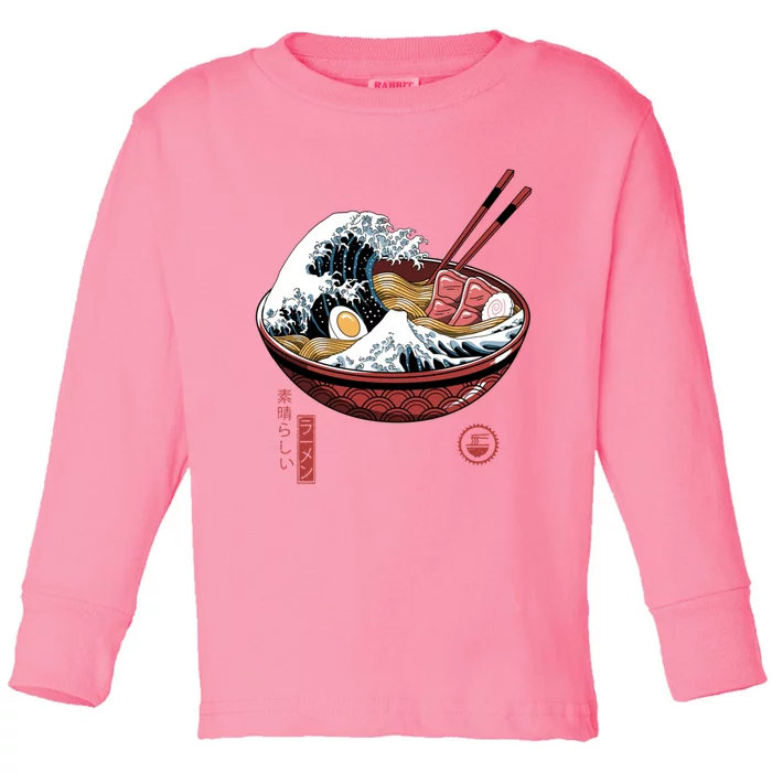 Great Ramen Wave White Toddler Long Sleeve Shirt