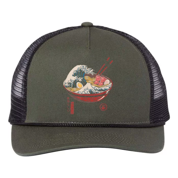 Great Ramen Wave Off Kanagawa Funny Japanese Food Retro Rope Trucker Hat Cap