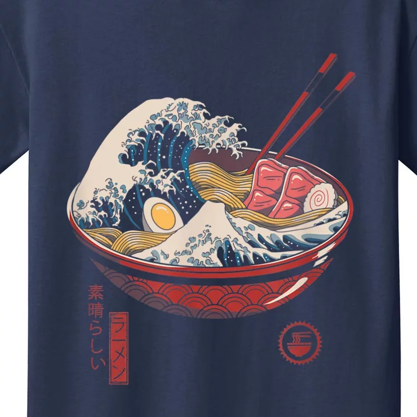 Great Ramen Wave Off Kanagawa Funny Japanese Food Kids T-Shirt