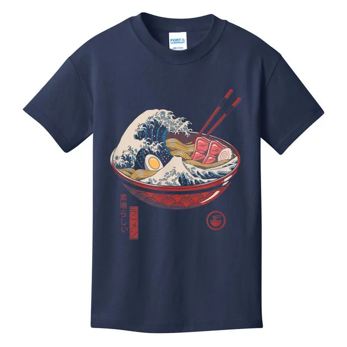 Great Ramen Wave Off Kanagawa Funny Japanese Food Kids T-Shirt