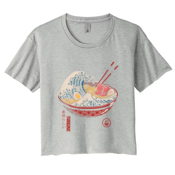 Great Ramen Wave Off Kanagawa Funny Japanese Food Women's Crop Top Tee