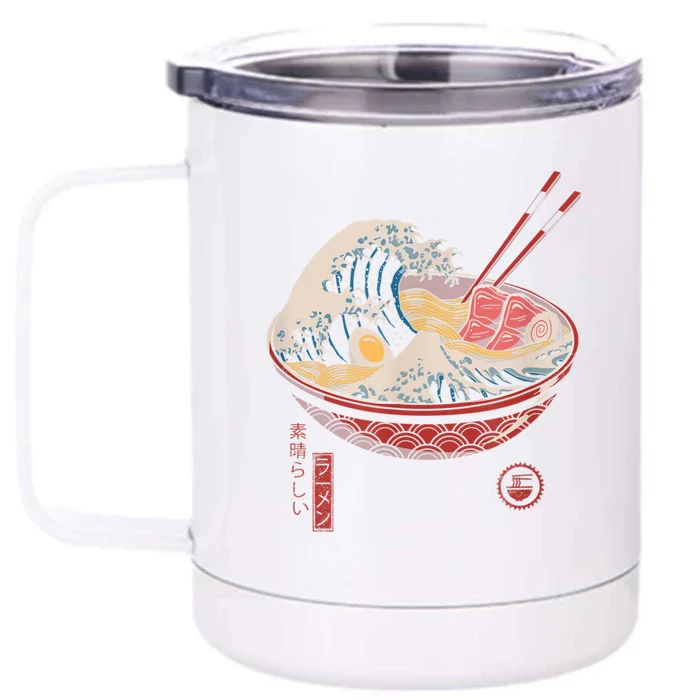 Great Ramen Wave Off Kanagawa Funny Japanese Food Front & Back 12oz Stainless Steel Tumbler Cup