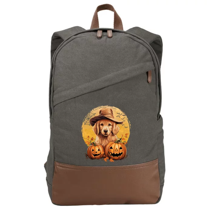 Golden Retriever Witch Howloween Pawsome Pumpkin Halloween Meaningful Gift Cotton Canvas Backpack