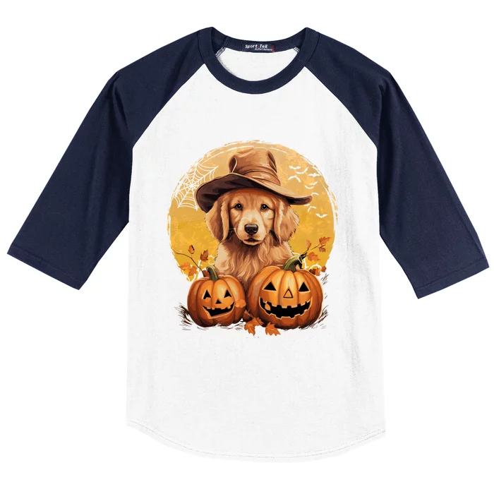 Golden Retriever Witch Howloween Pawsome Pumpkin Halloween Meaningful Gift Baseball Sleeve Shirt