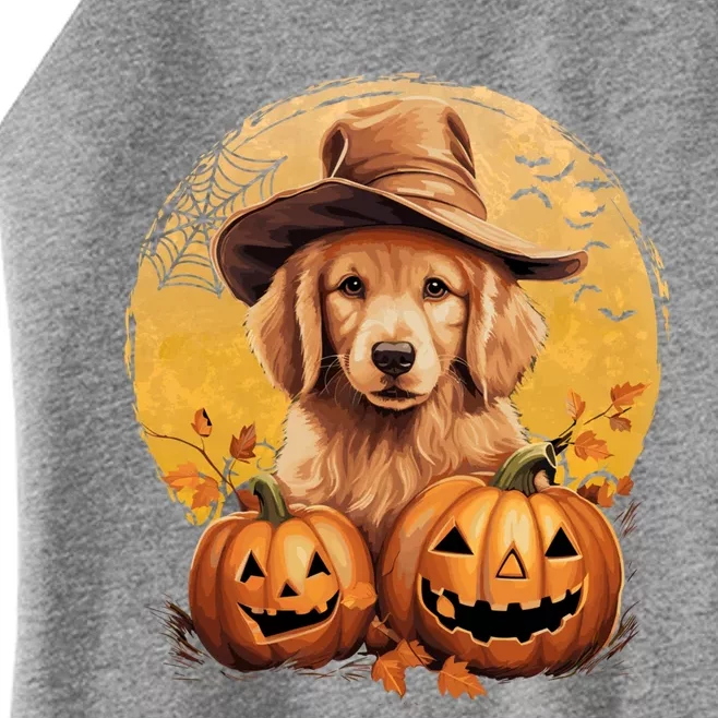 Golden Retriever Witch Howloween Pawsome Pumpkin Halloween Meaningful Gift Women’s Perfect Tri Rocker Tank