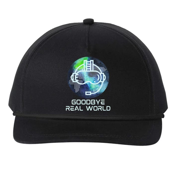 Goodbye Real World Virtual Reality VR AR Gamer World Headset Snapback Five-Panel Rope Hat